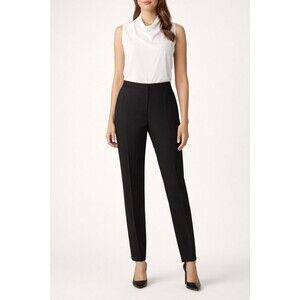 Lafayette 148 New York Barrow Black Wool Size 8 Pants Trousers Unfinished Hem